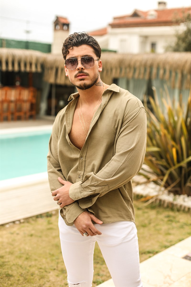 Örgülü Pamuk Oversize Gömlek