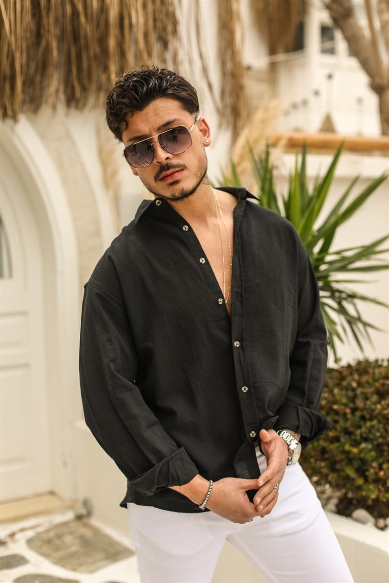 Örgülü Pamuk Oversize Gömlek