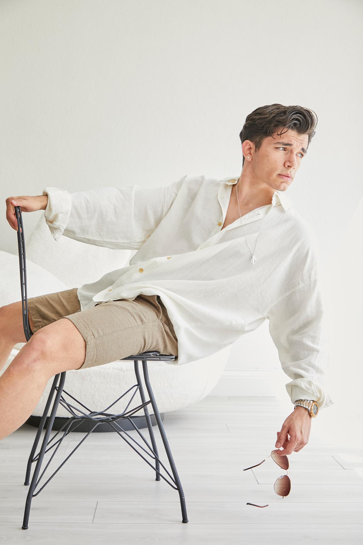 Örme Oversize Gömlek Beyaz