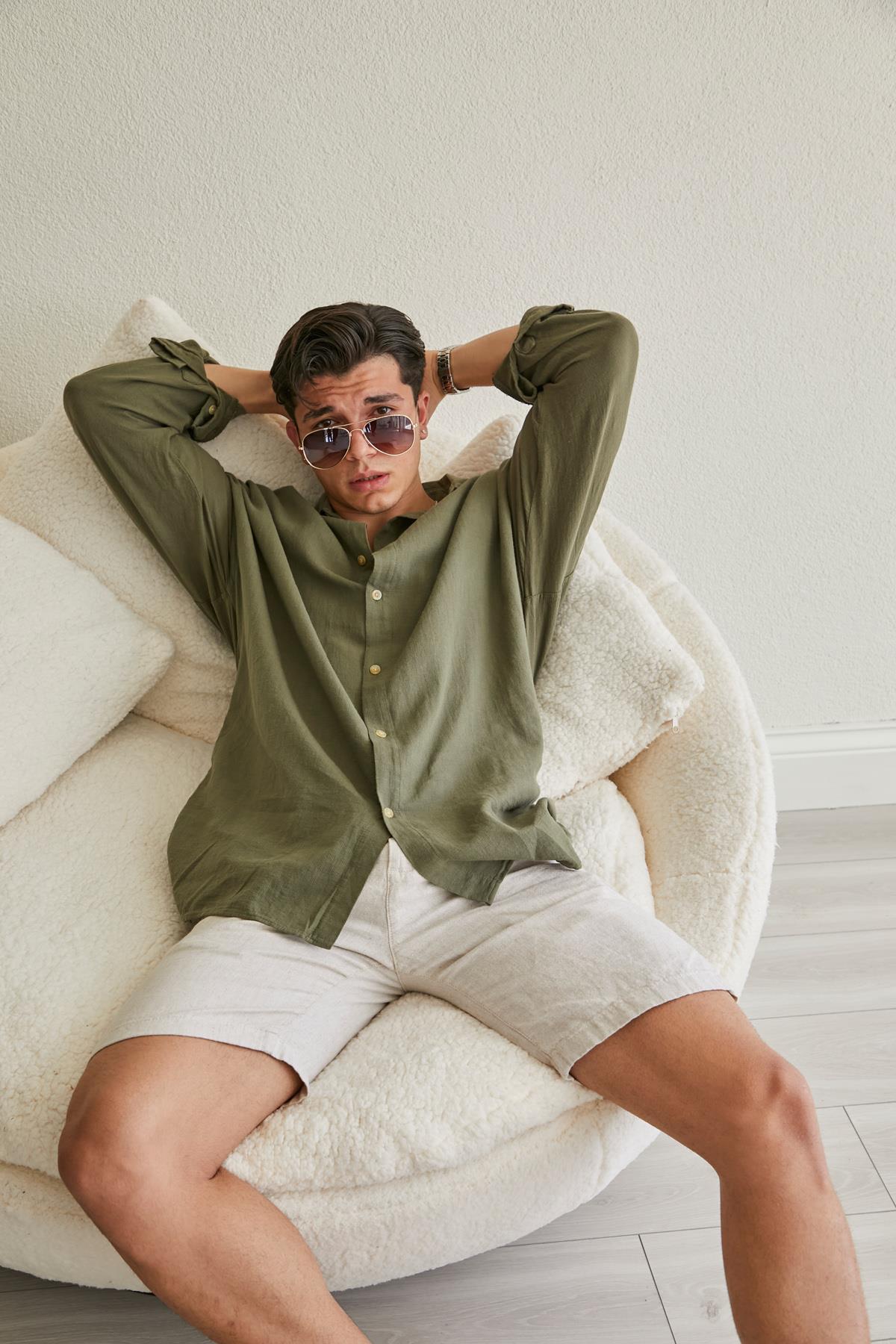 Örme Oversize Gömlek Haki