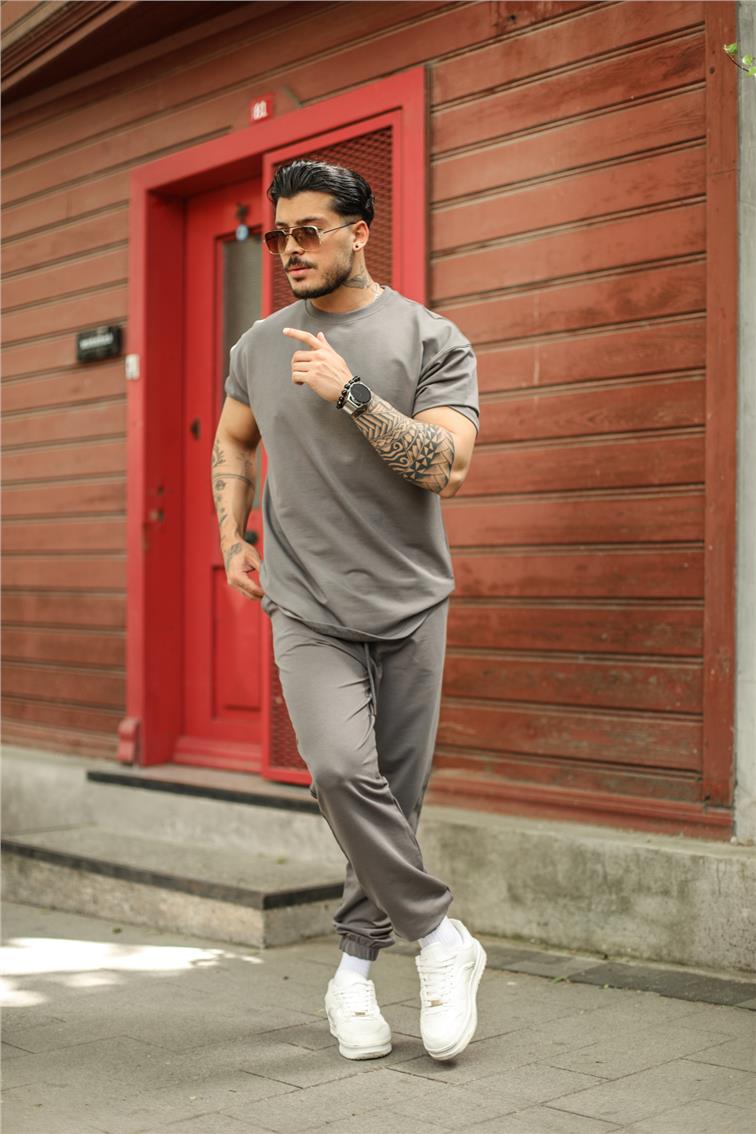 Oval Kesim Oversize T-Shirt Antrasit