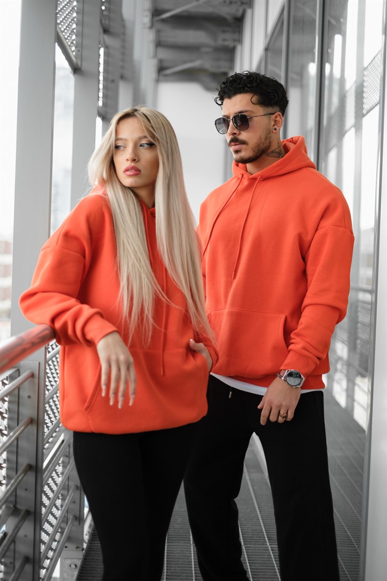 Oversize Basıc Kapüşonlu Unisex Sweatshirt