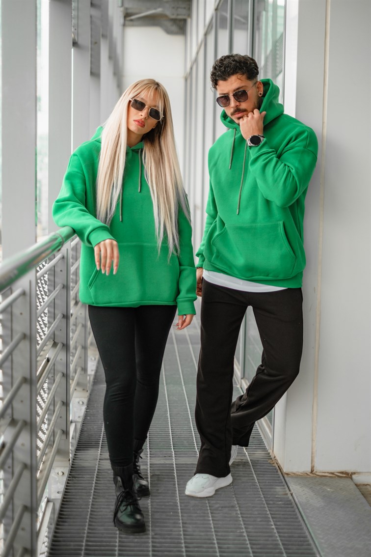 Oversize Basıc Kapüşonlu Unisex Sweatshirt
