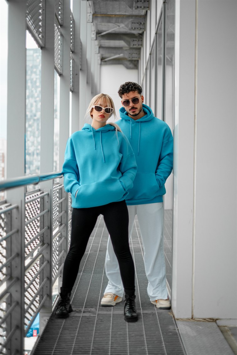 Oversize Basıc Kapüşonlu Unisex Sweatshirt