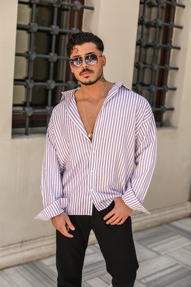 Oversize Çizgili Gömlek