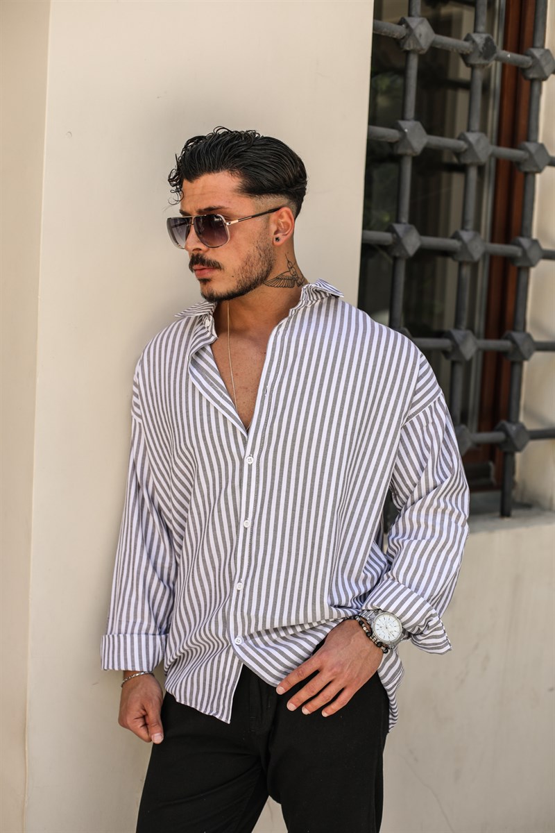 Oversize Çizgili Gömlek