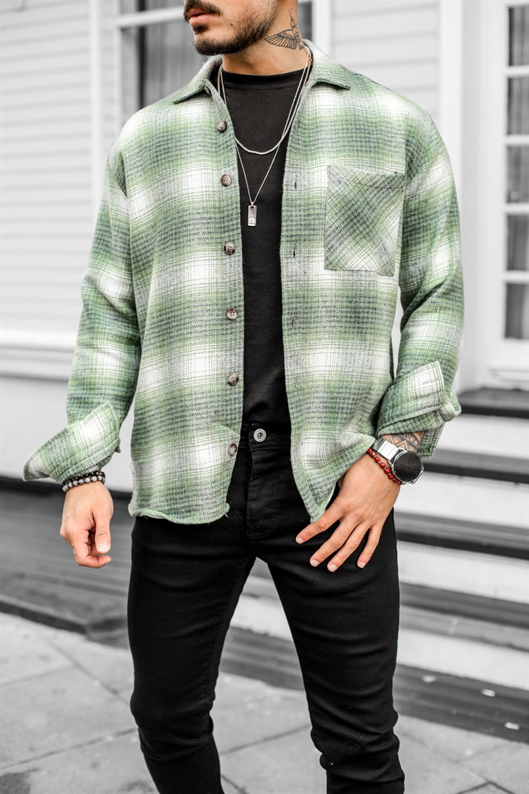 Oversize Çizgili Oduncu Gömlek