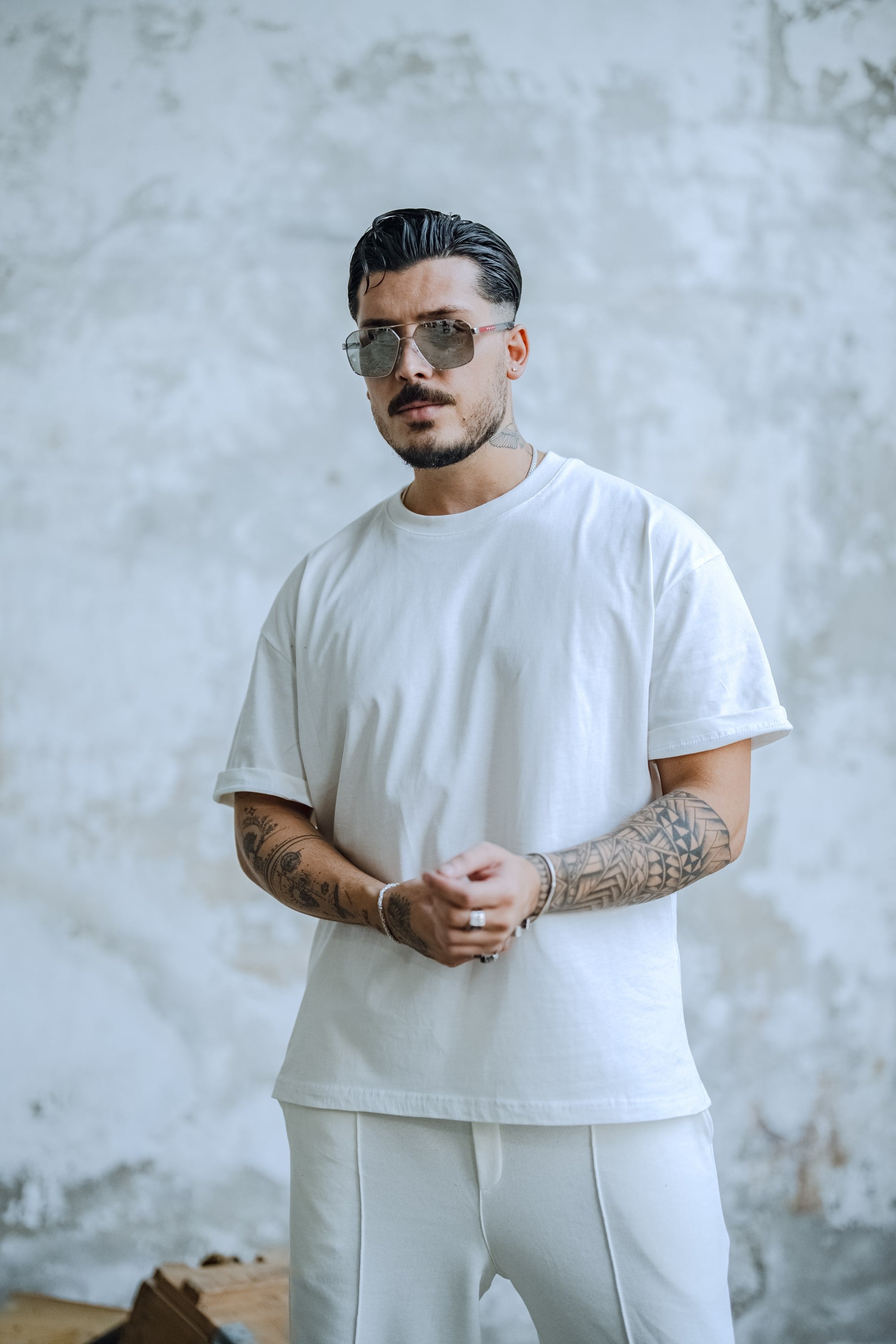 Oversize Dolgun Basic Tshirt Beyaz