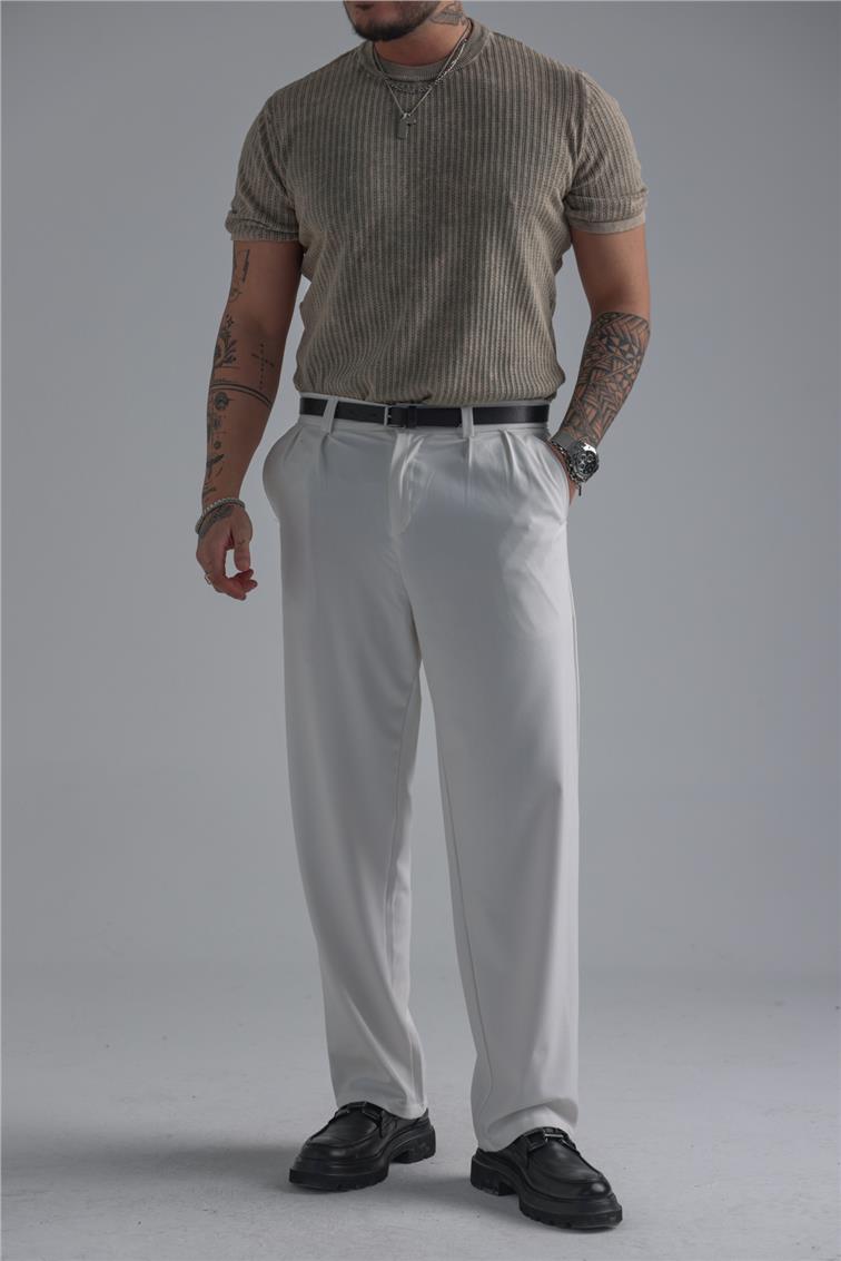 Oversize Knit Washed T-Shirt Yıkamalı Bej