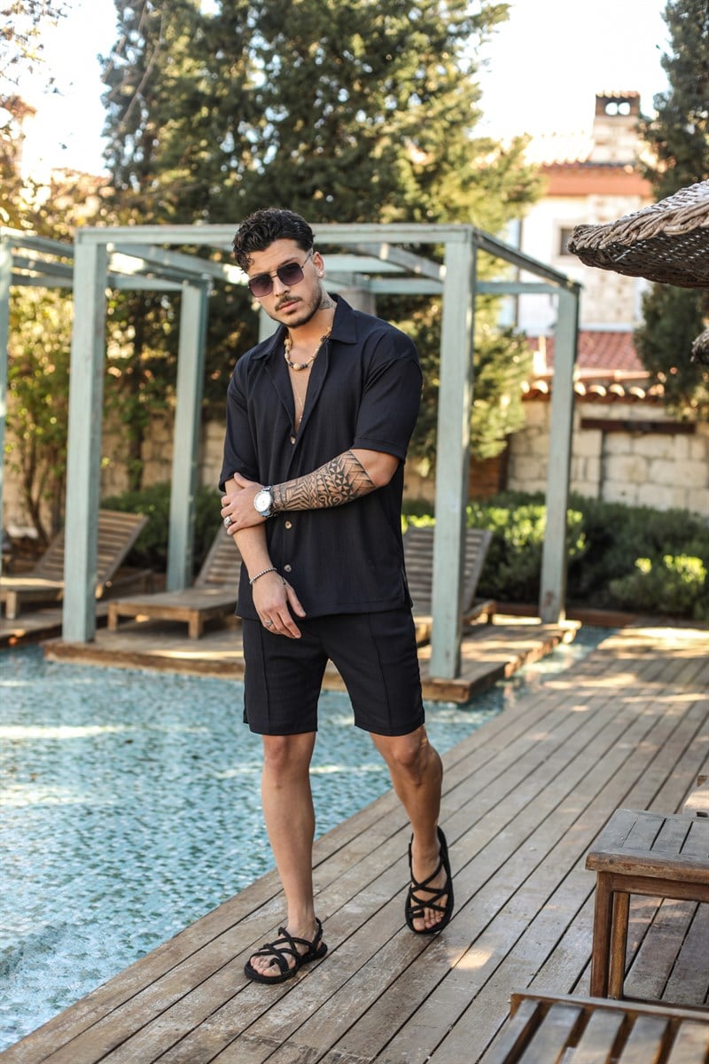 Oversize Pilili Kısa Kol Gömlek