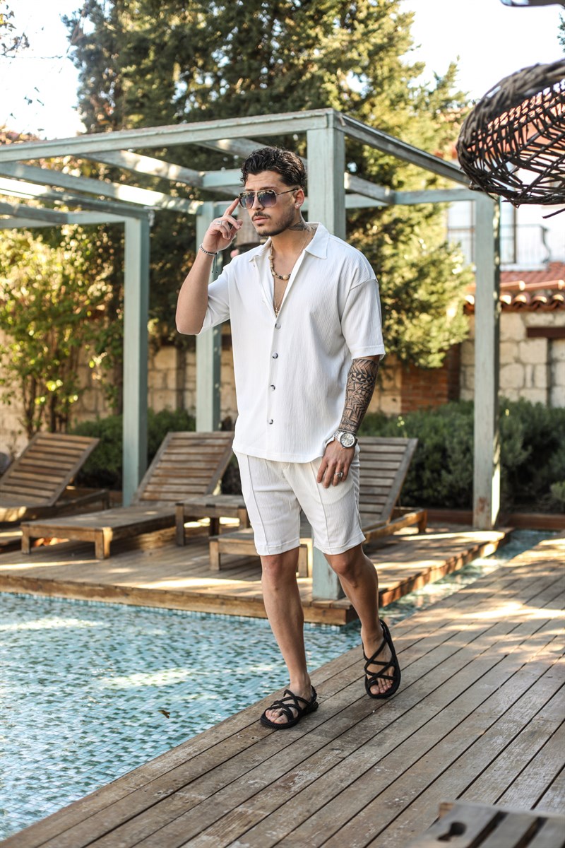 Oversize Pilili Kısa Kol Gömlek