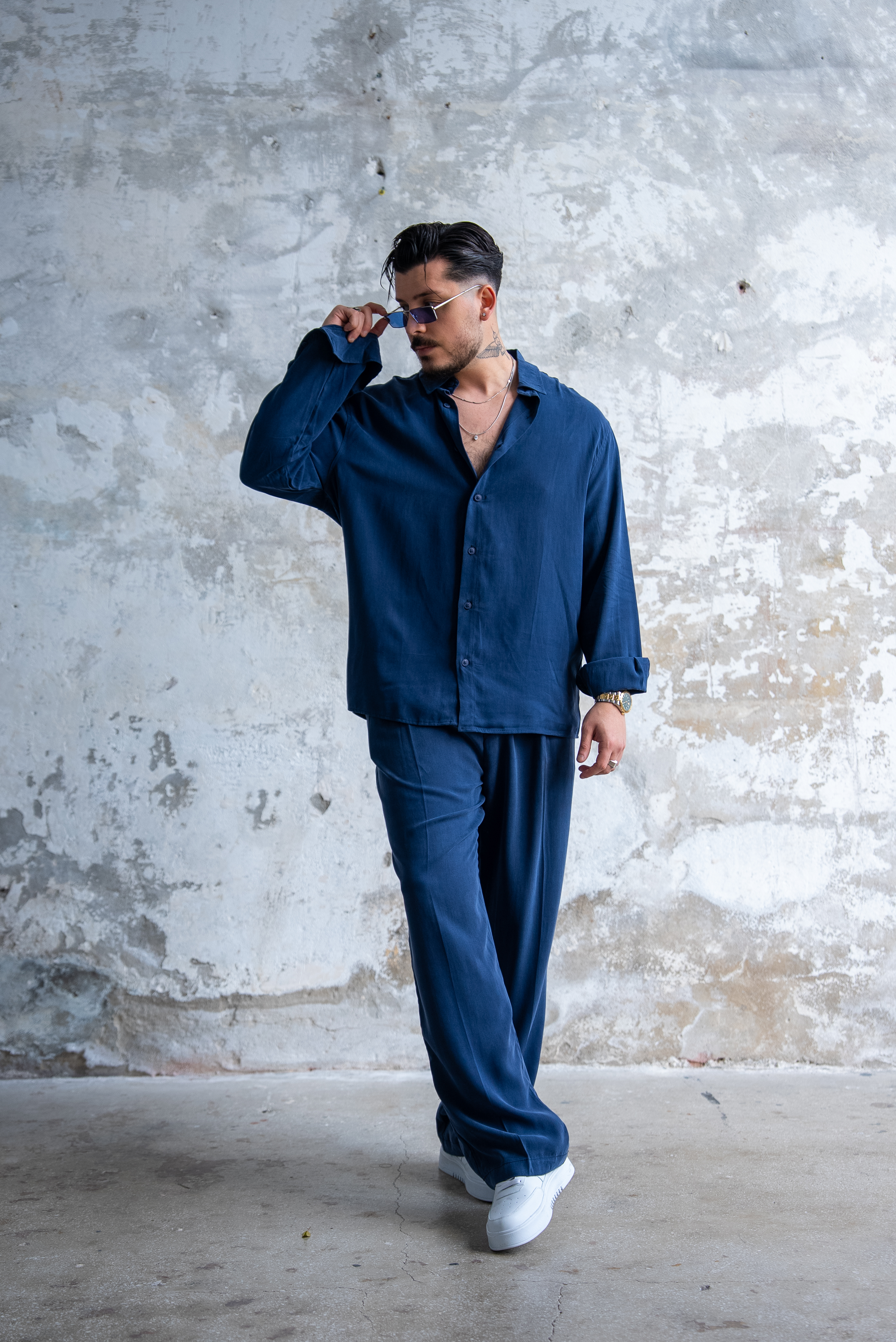 Oversize Yıkamalı Modal Takım Lacivert