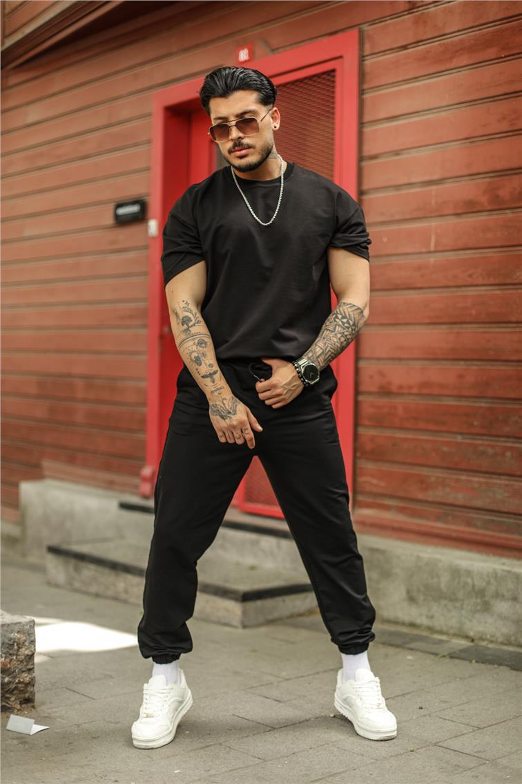 Paçası Lasitili Basic Eşofman Siyah