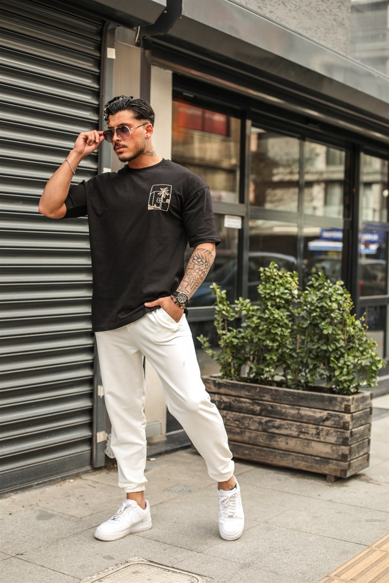 Palmiye Baskılı Oversize T-Shirt