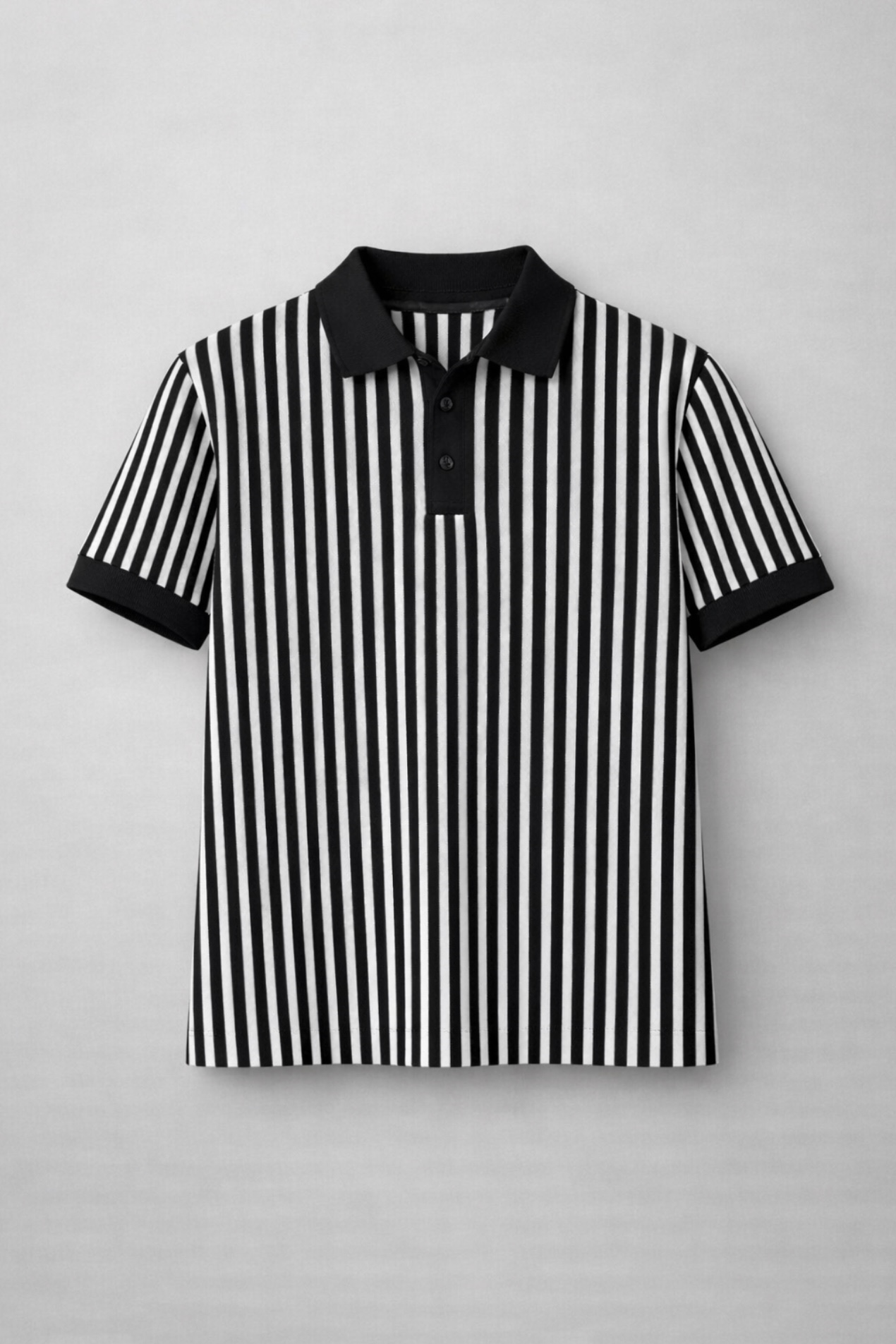 Pamuk Çizgili Polo Yaka Tshirt Siyah