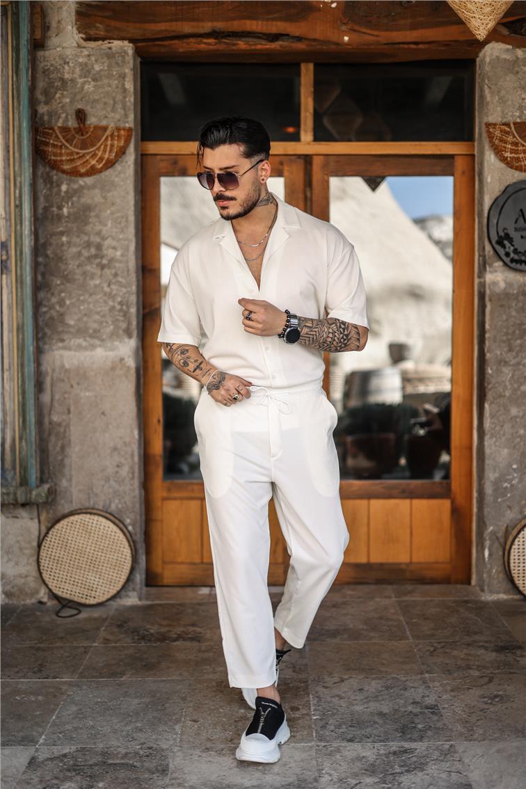 Pamuklu Baggy Pantolon Beyaz