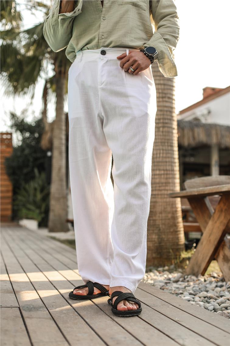 Pamuklu Baggy Pantolon Beyaz