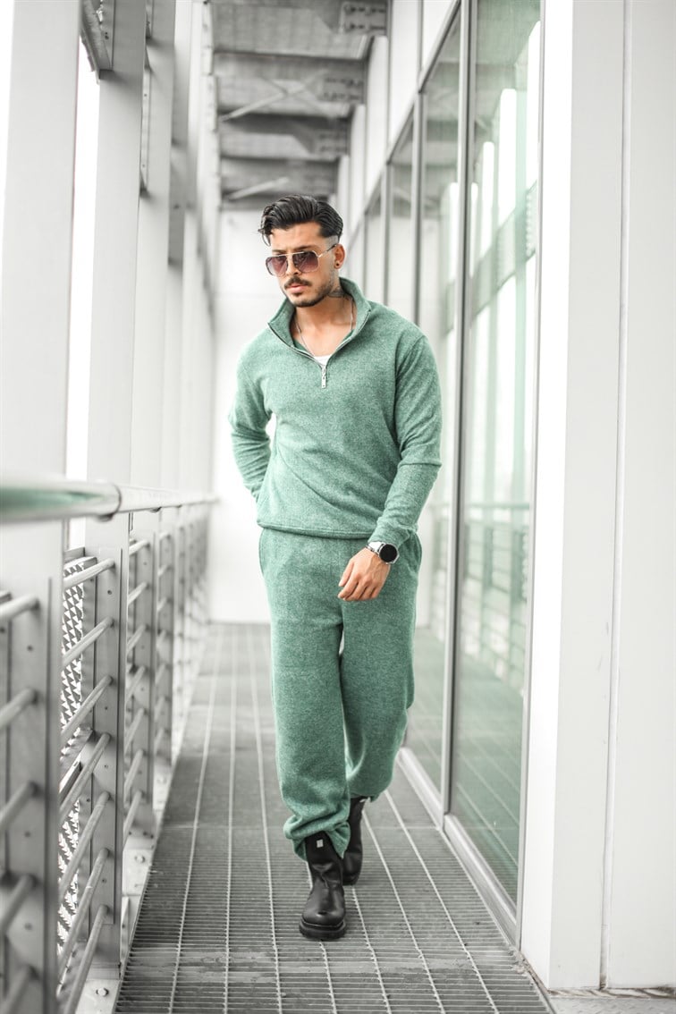 Pamuklu Balıkçı Yaka Yarım Fermuarlı Sweatshirt