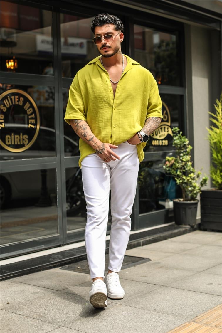 Pamuklu  Boyfriend Jean Beyaz