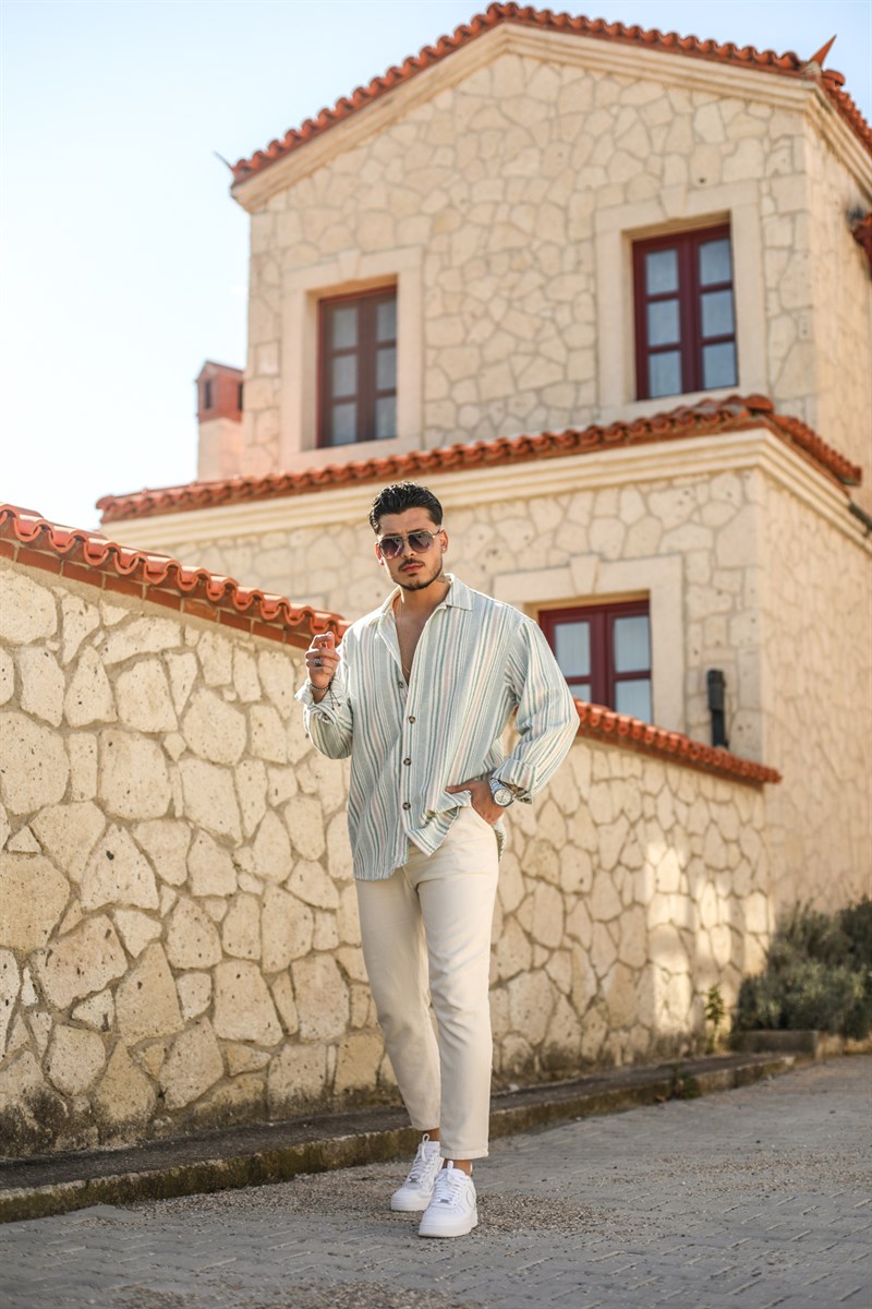 Pamuklu Çizgili  Oversize Gömlek