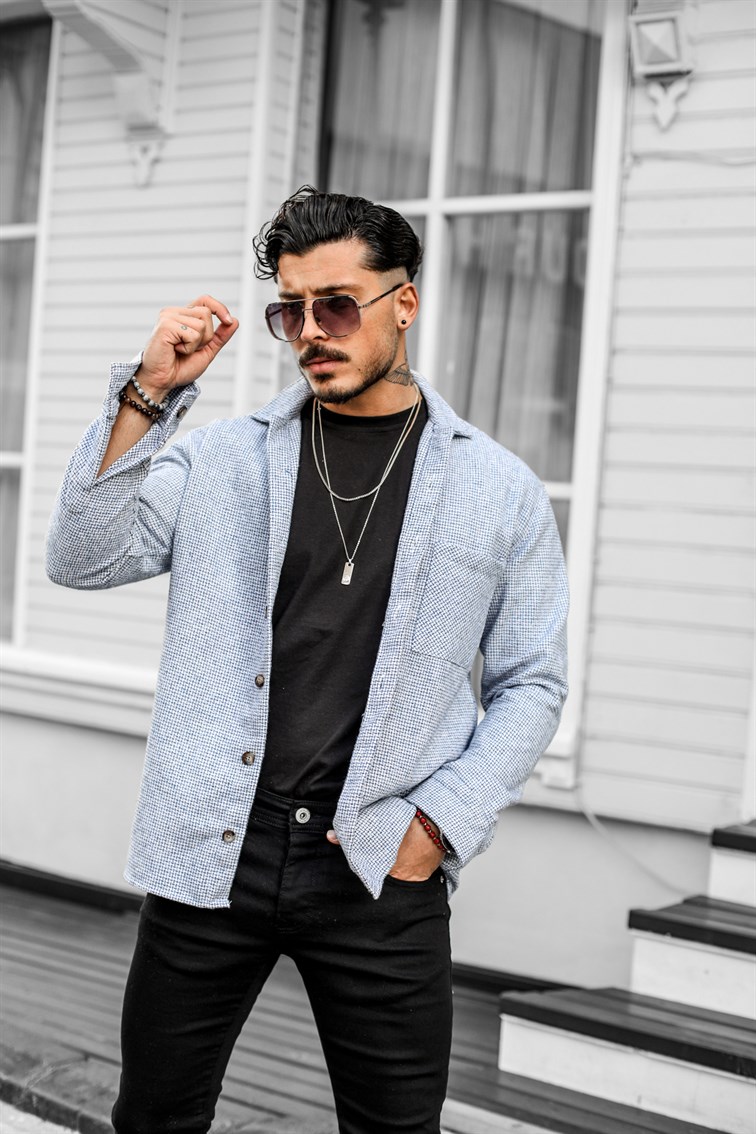 Pamuklu İllüzyon Desenli Oversize Oduncu Gömlek