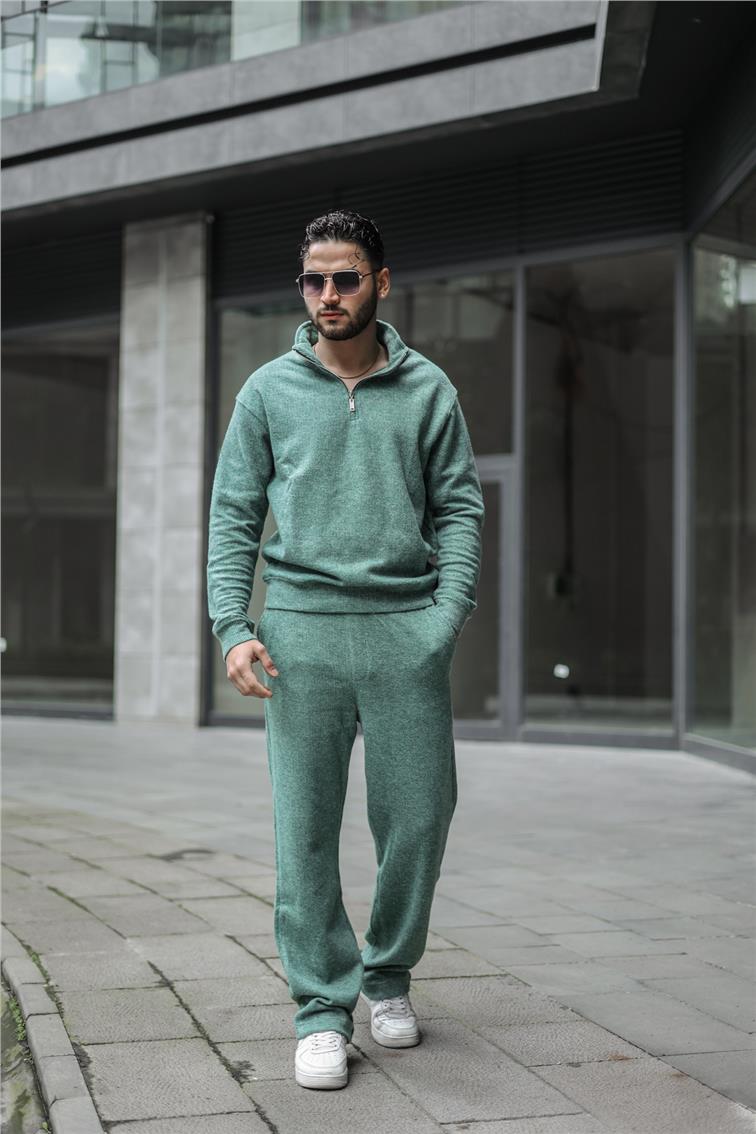 Pamuklu Örgülü Baggy Pantolon Yeşil
