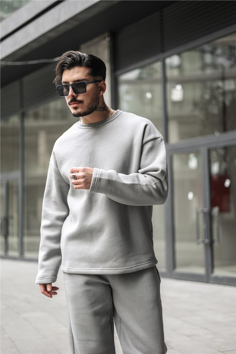 Pamuklu Oversize Sweatshirt Gri