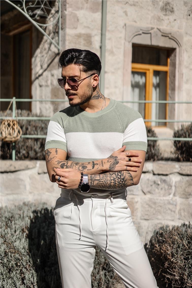 Paralel Örme Triko T-Shirt Mint