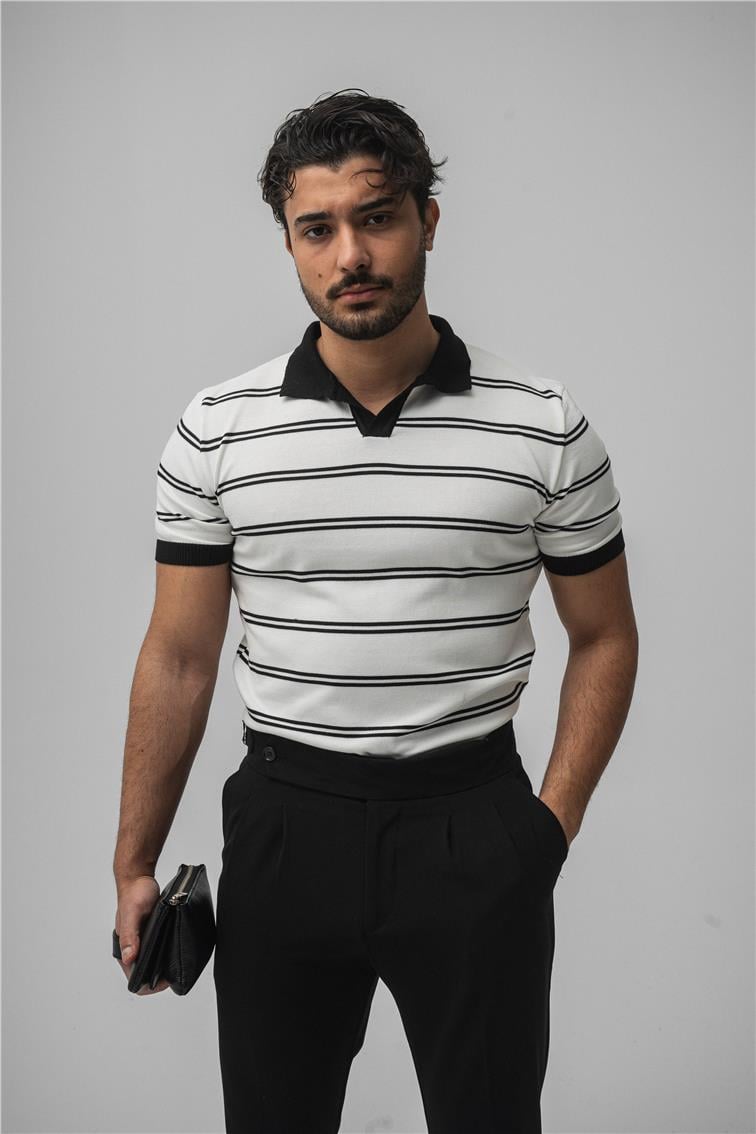 Paralel Slim T-Shirt Beyaz