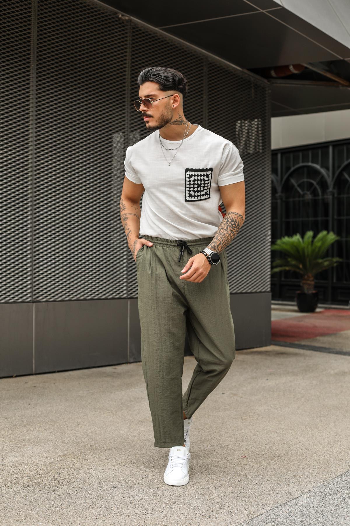 Paraşüt Kumaş Boyfriend Pantolon Haki