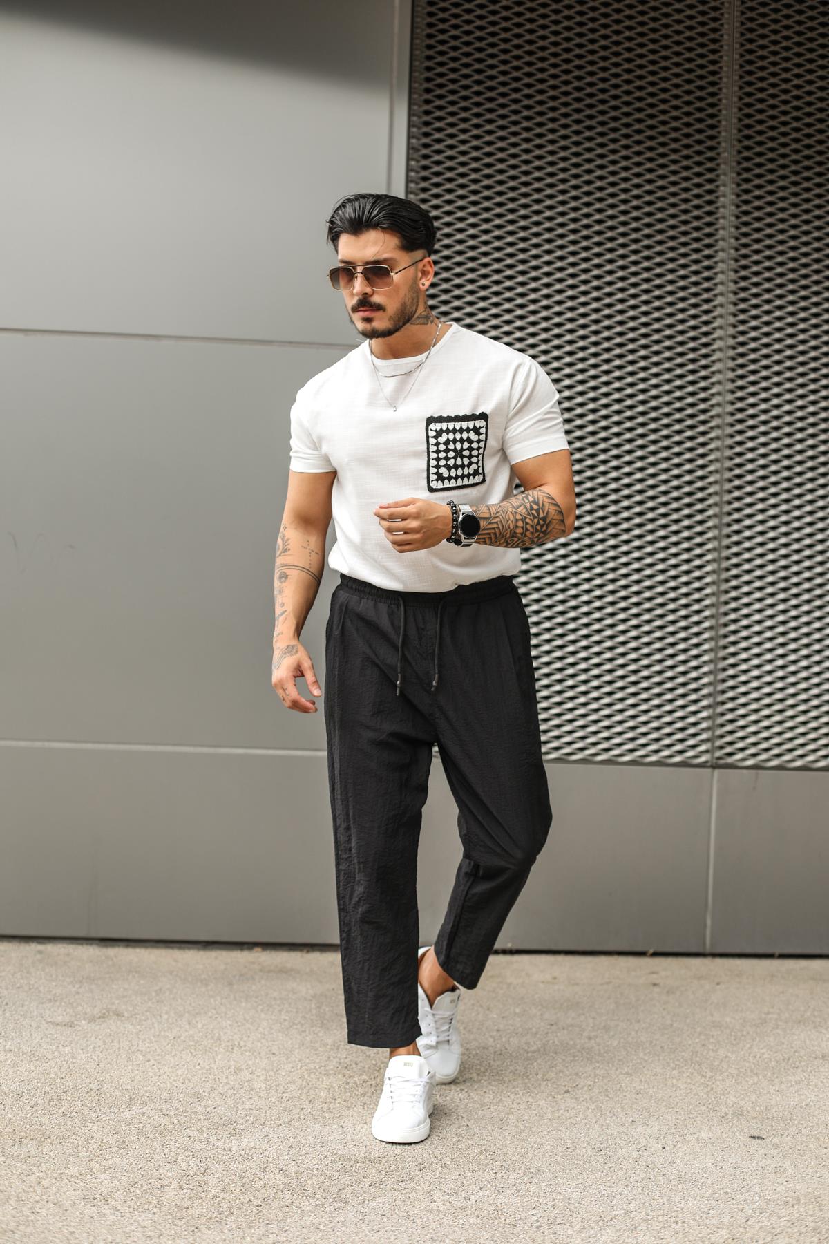 Paraşüt Kumaş Boyfriend Pantolon Siyah