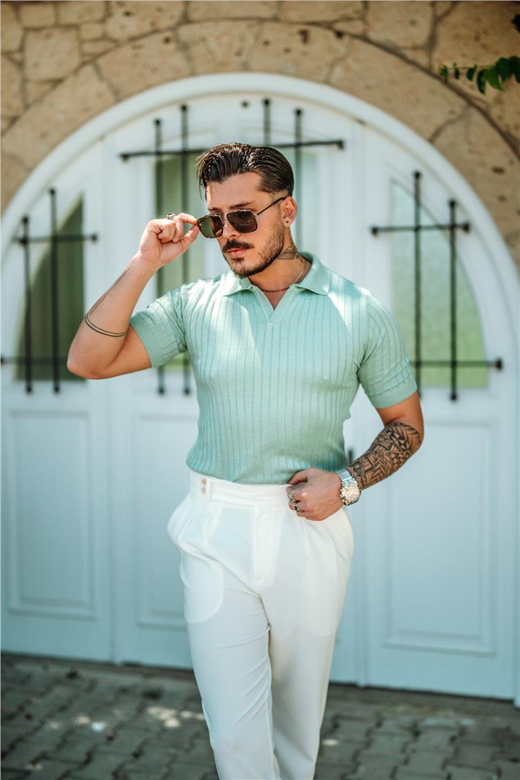 Polo Yaka Pamuklu Slim Fit T-Shirt Mint