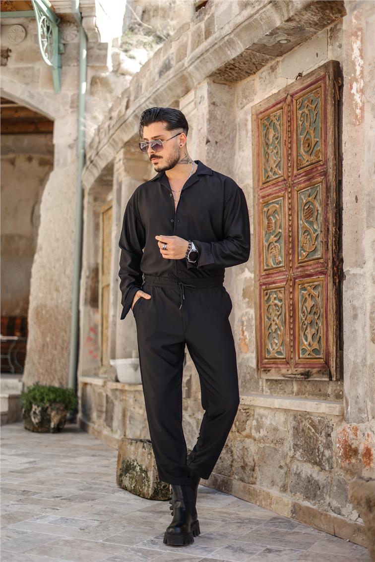 Rahat Baggy Fitilli Pantolon Siyah