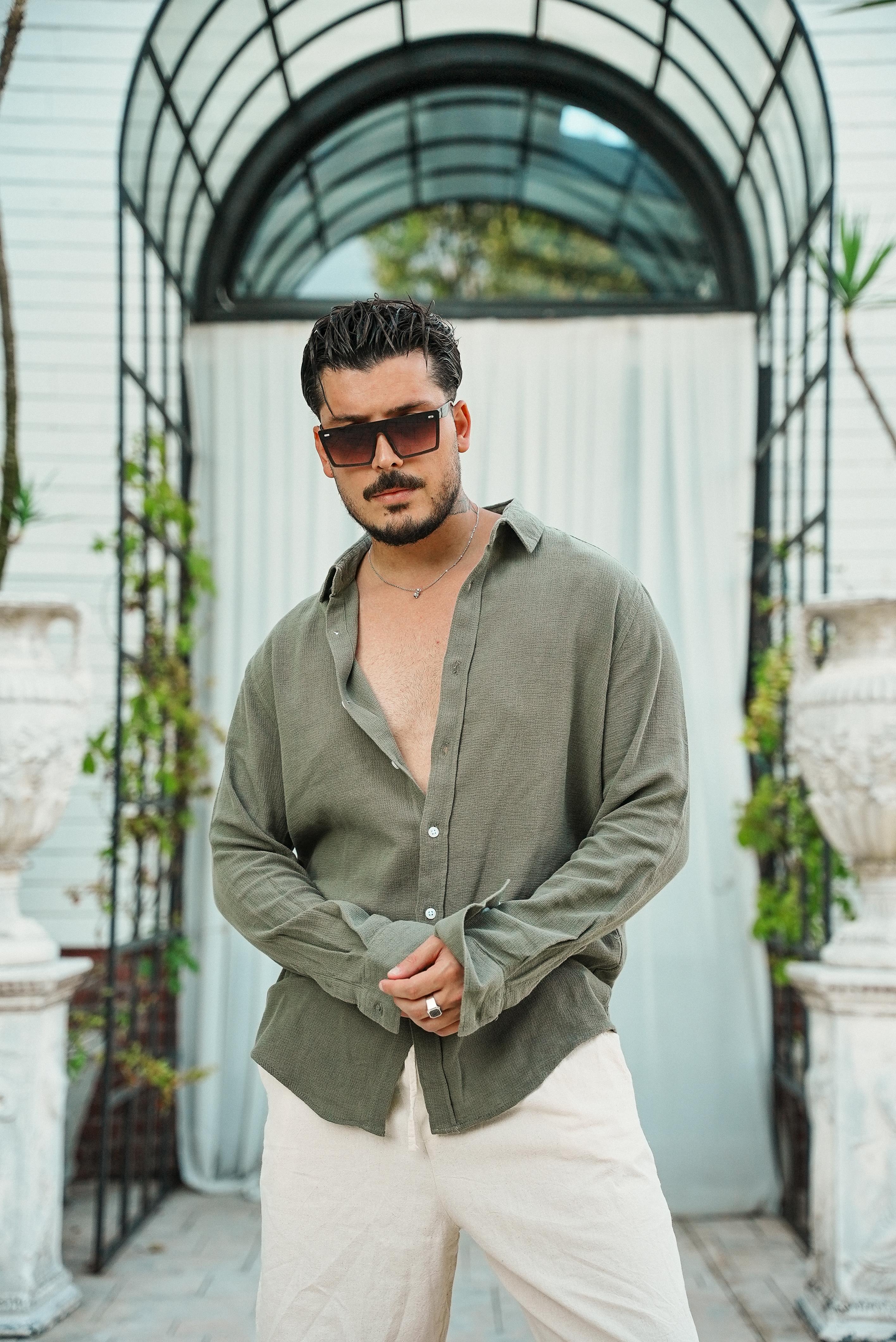 Regular Örme Gömlek Haki