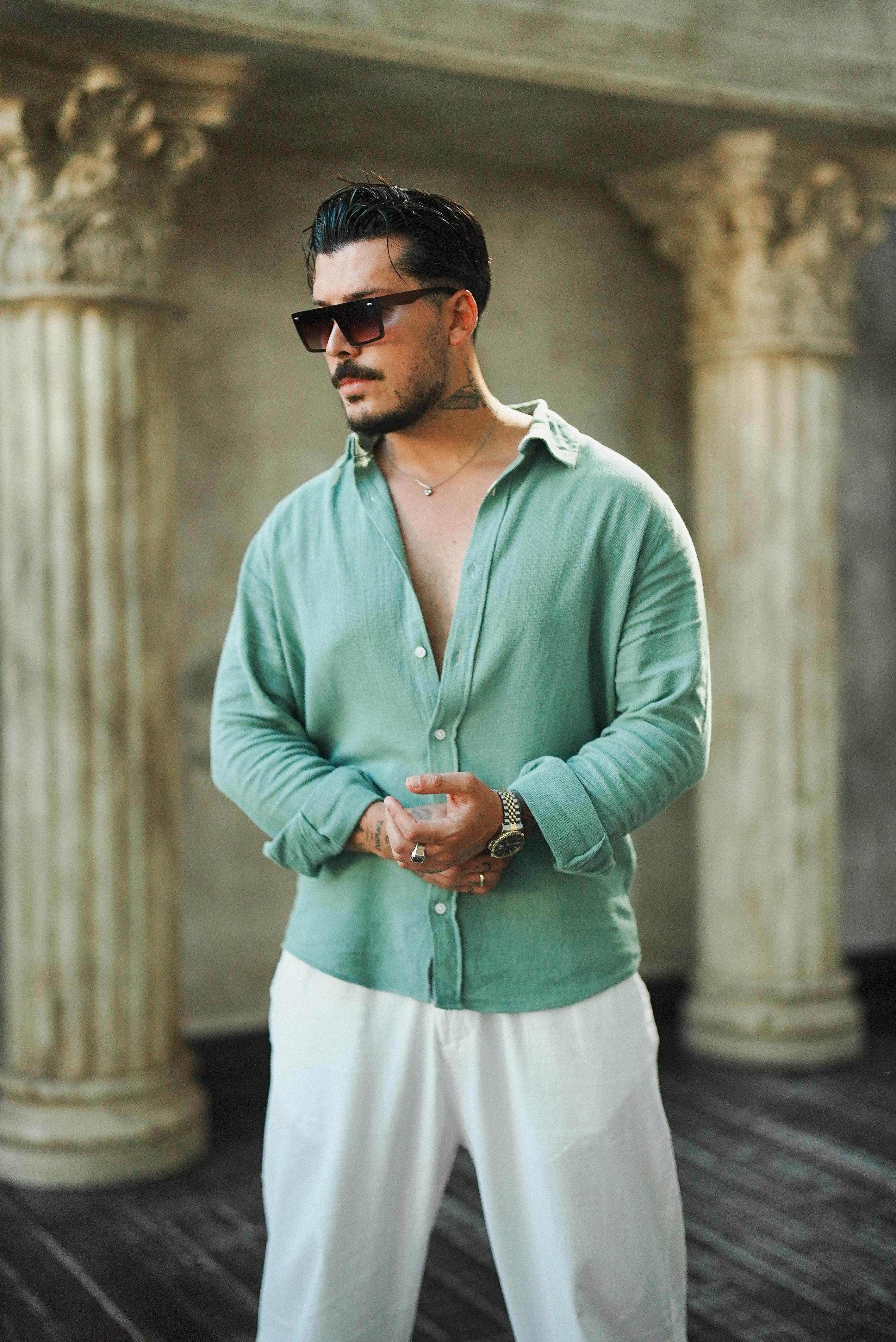 Regular Örme Gömlek Su Yeşili