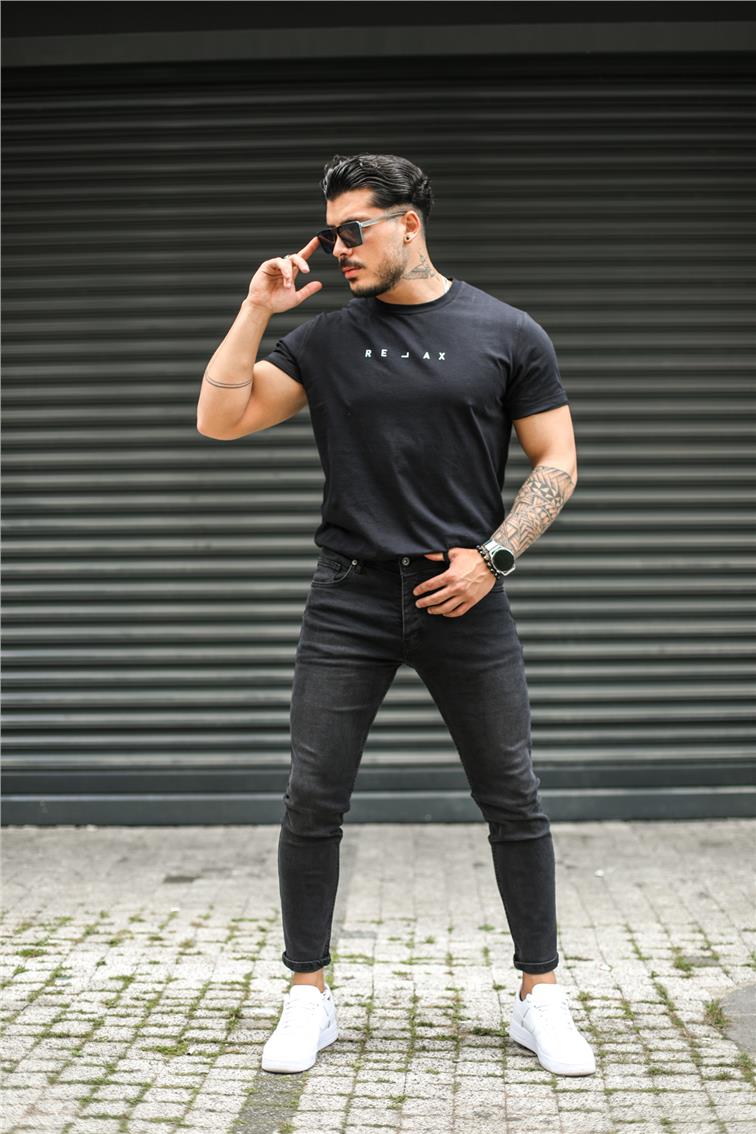 RELAX Baskılı T-Shirt Siyah