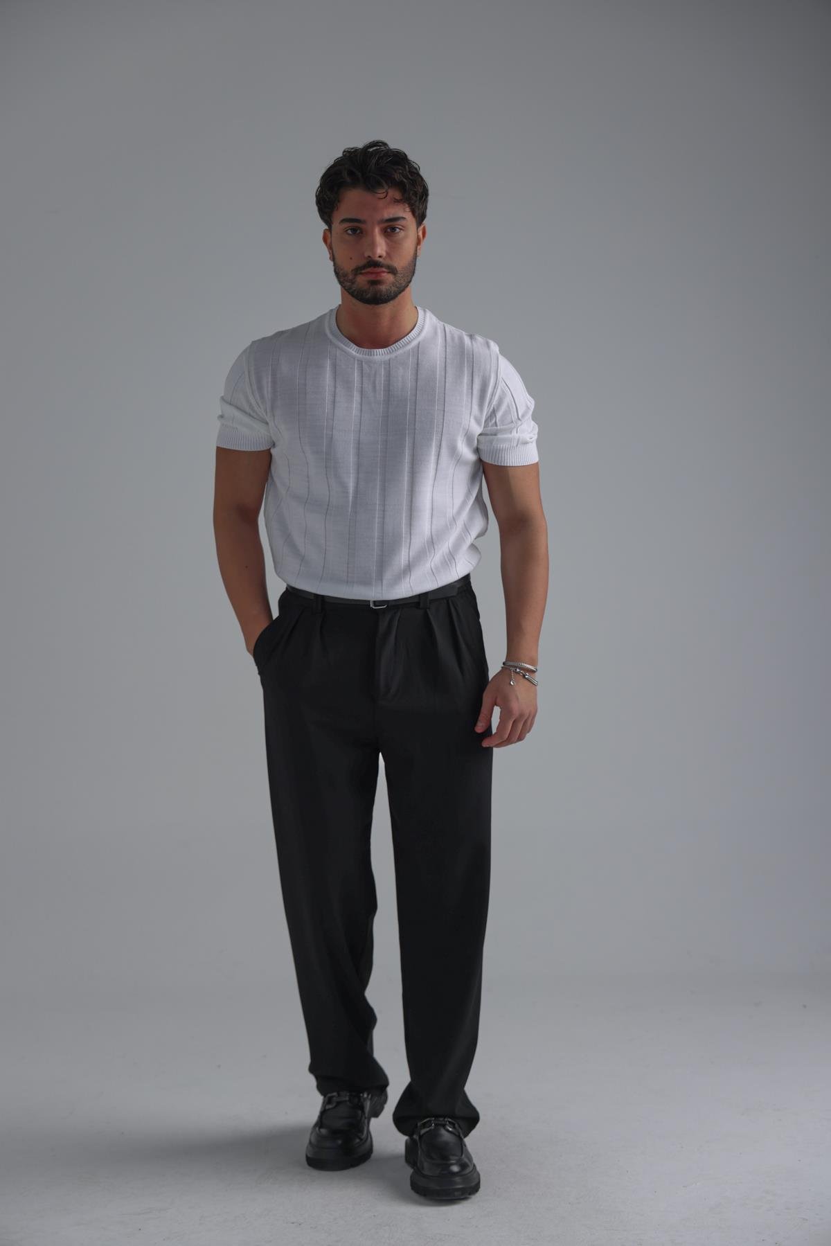 Relaxed Triko T-Shirt Beyaz