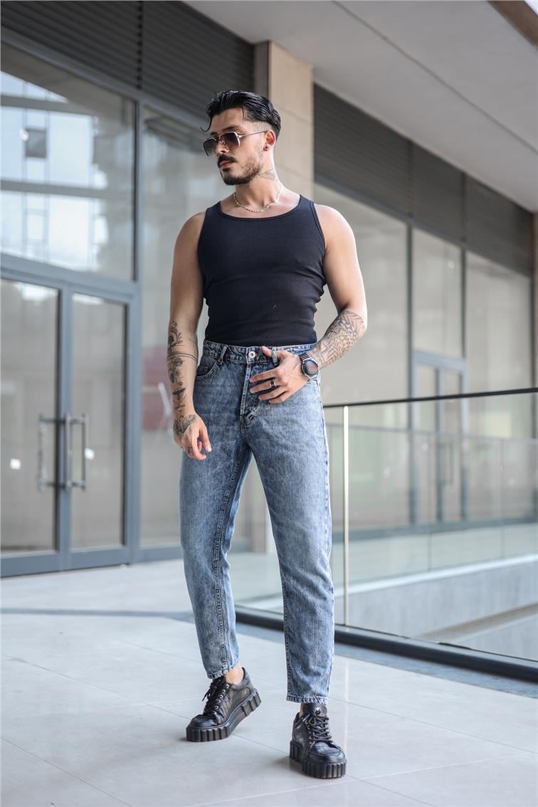 Rinse Yıkamalı Mom Jean Koyu Mavi