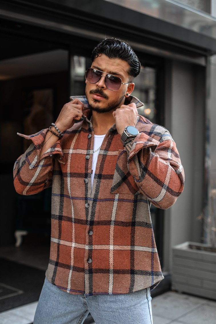 Şeritli Kareli Oduncu Oversize Gömlek