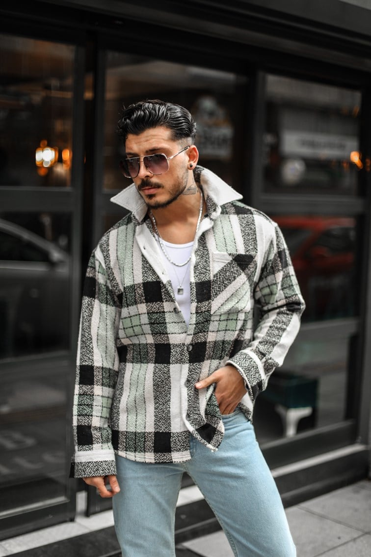 Şeritli Oduncu Oversize Gömlek