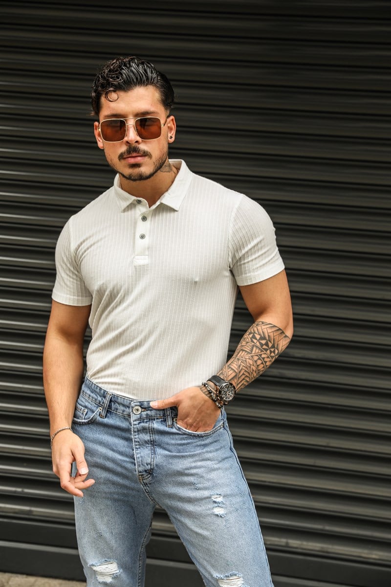 Şeritli Polo yaka T- shirt