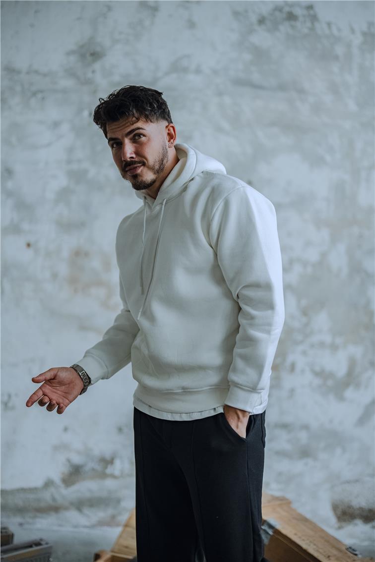 SHİT Baskılı Oversize Hoodie Beyaz
