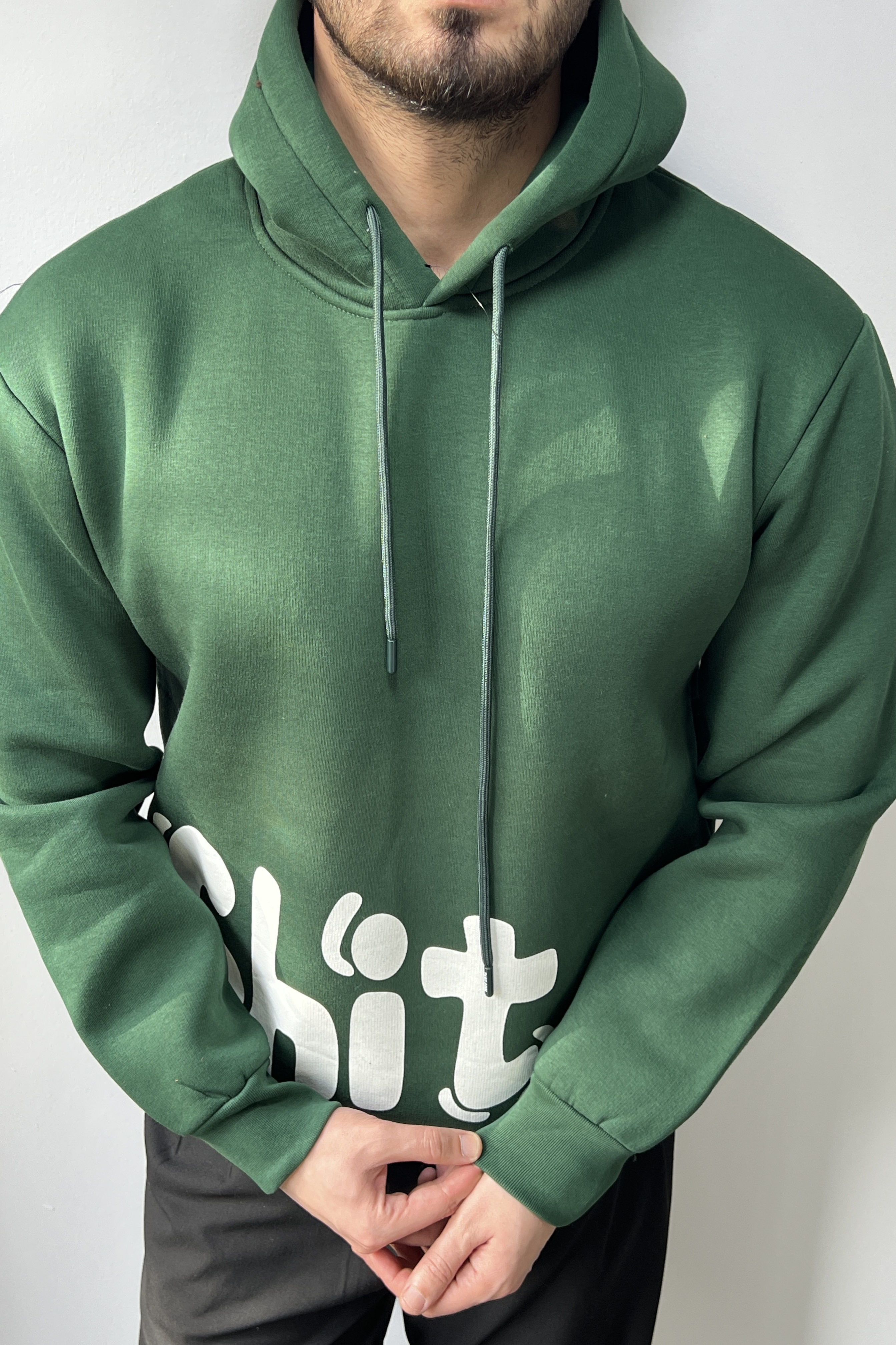 Shit Baskılı Sweathirt Yeşil