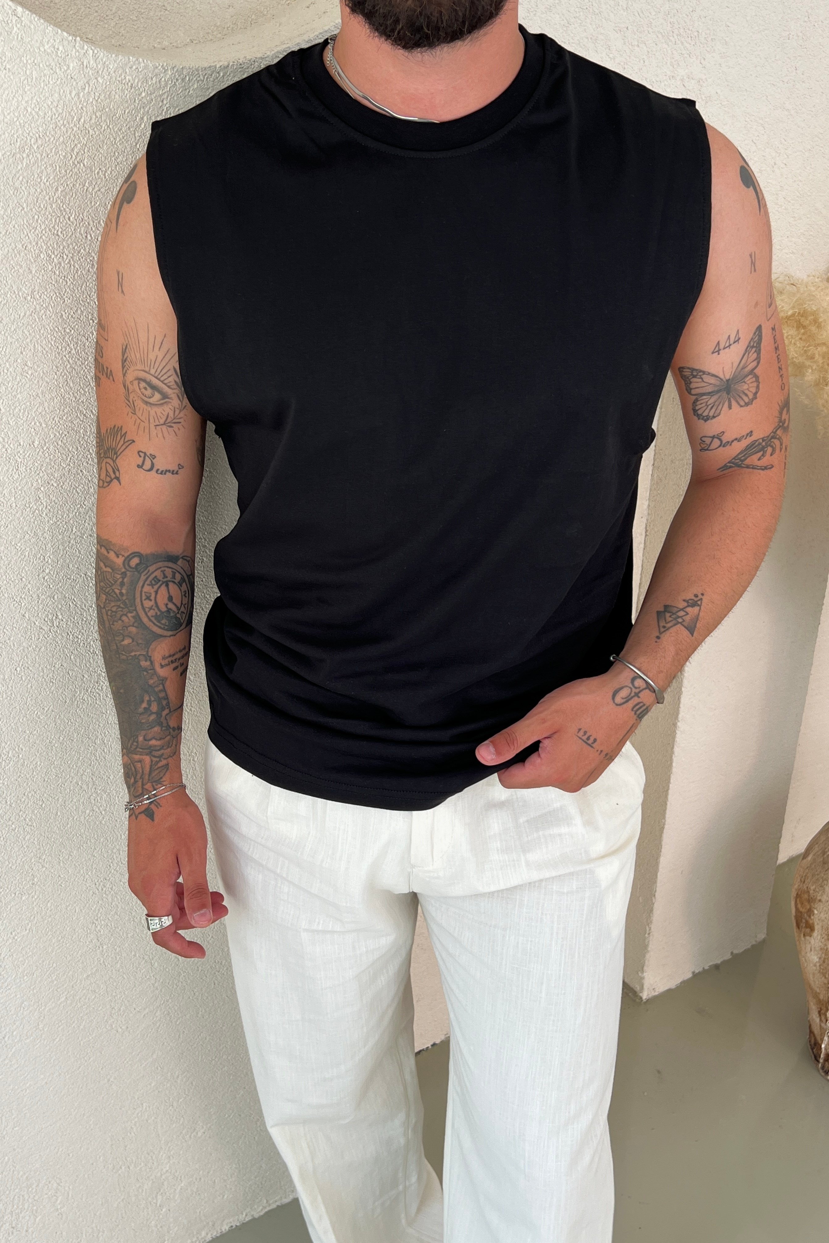Sıfır Kol Oversize Tshirt Siyah