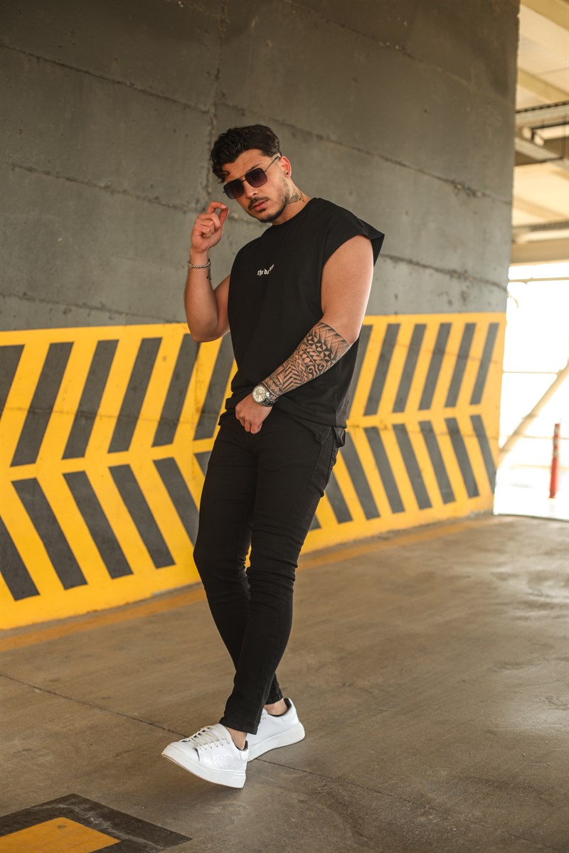 Sıfır Kol The Dark Side Baskılı Oversize T-Shirt