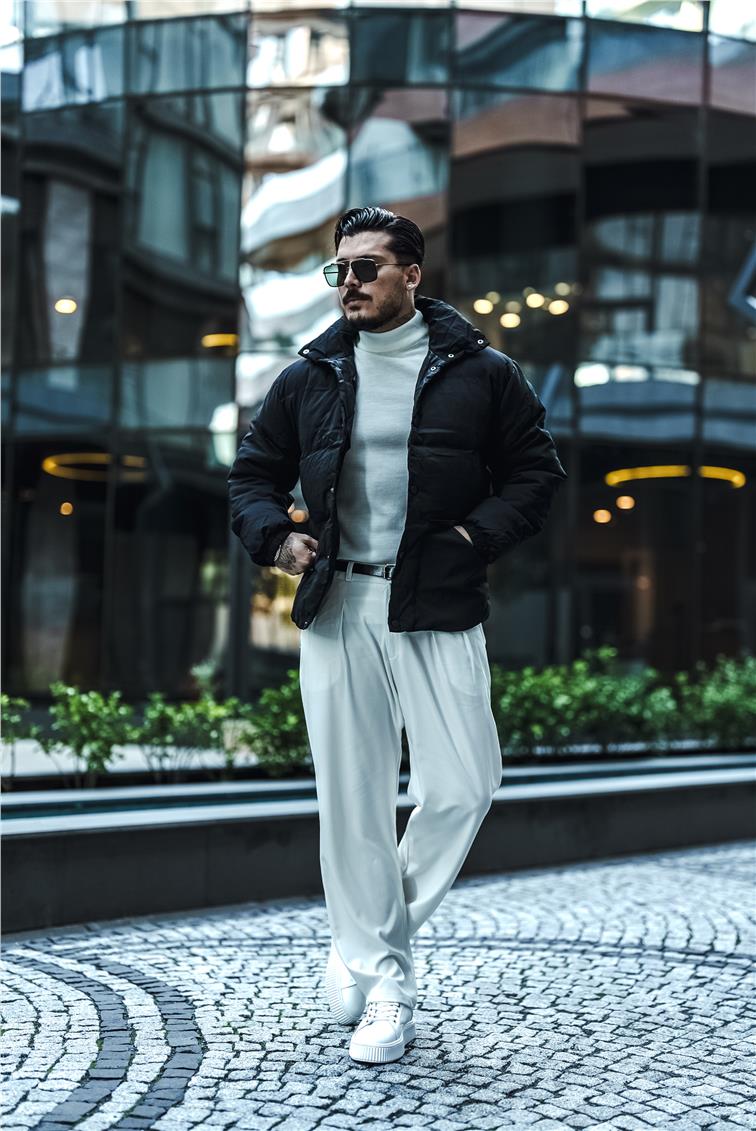 Şişme Oversize Çıtçıtlı Mont Siyah