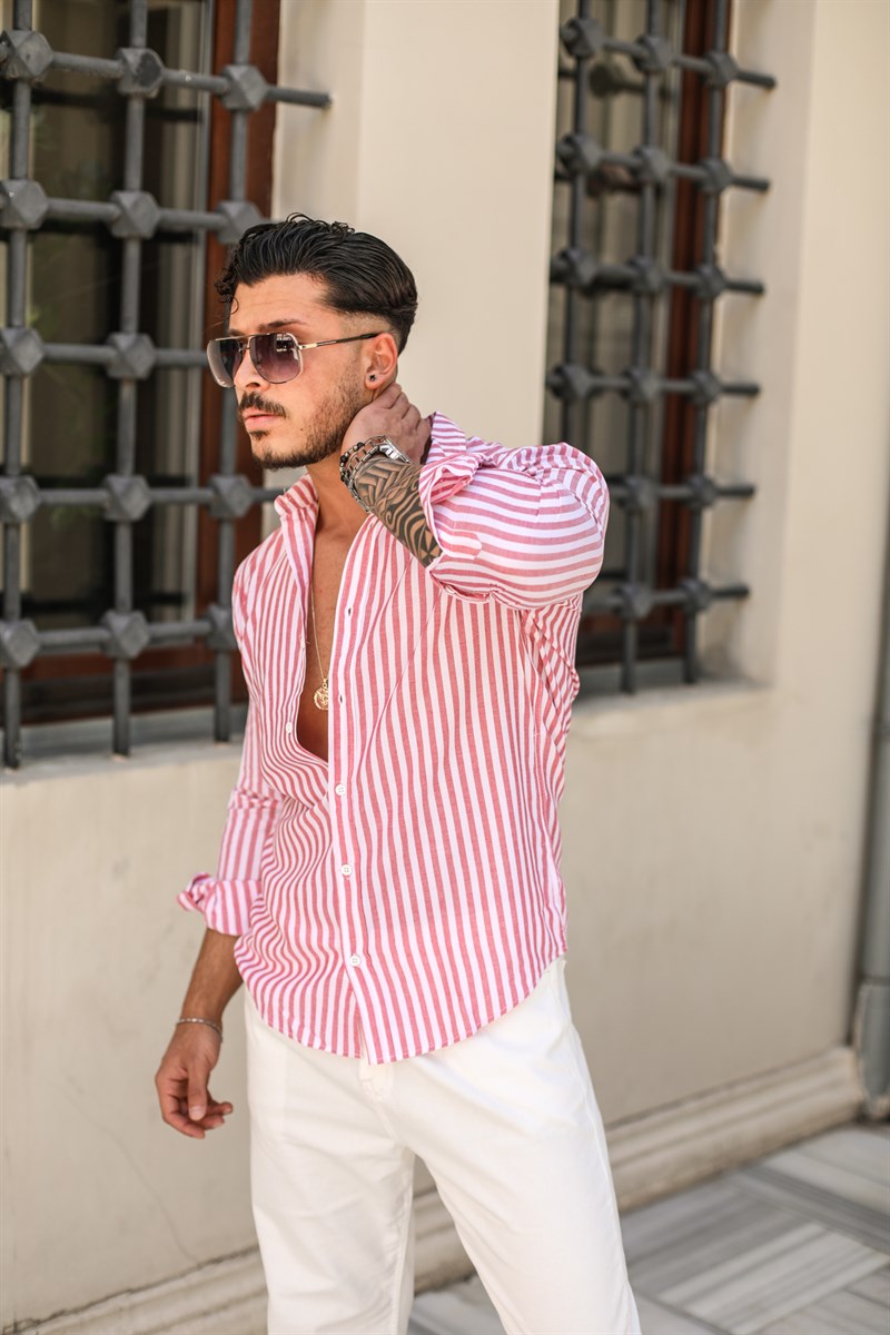 Slim Fit Çizgili Gömlek