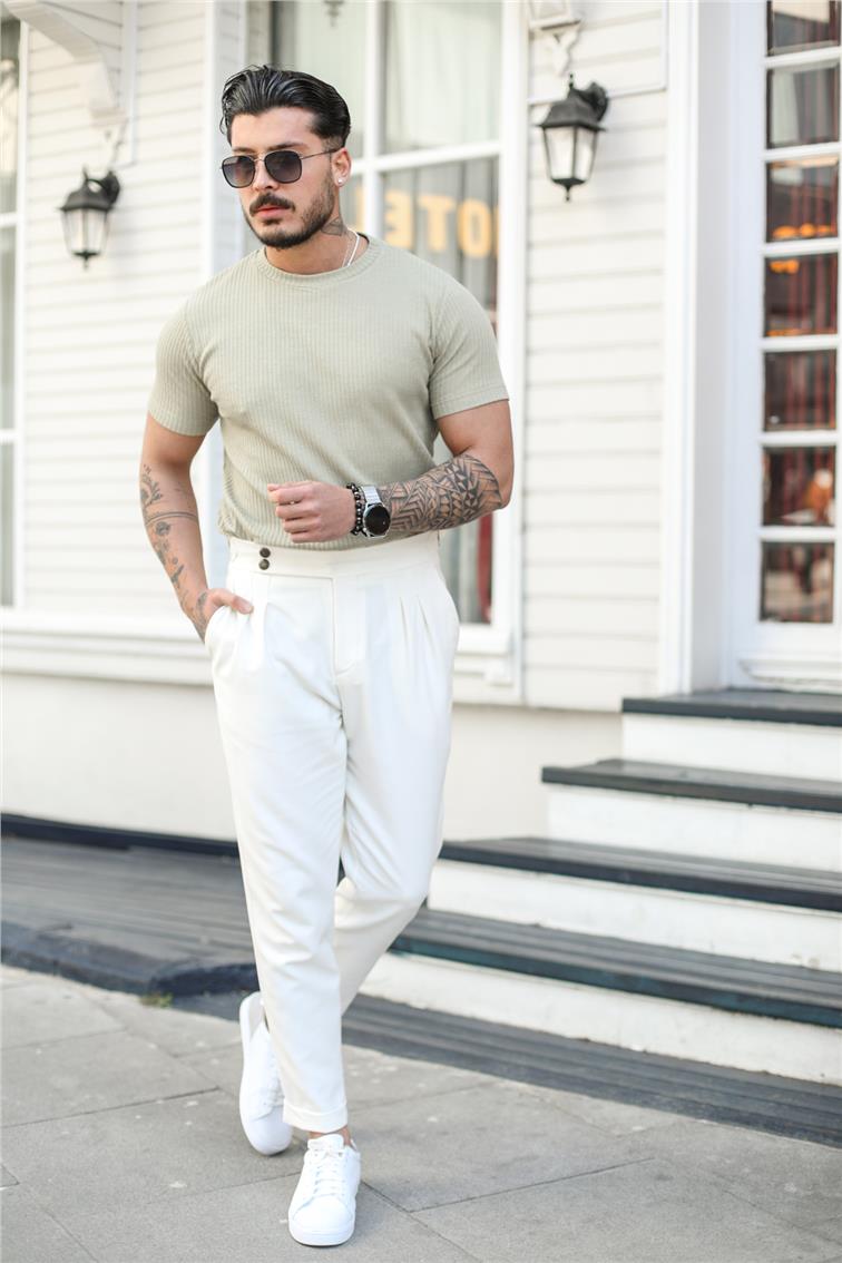 Slim Fit Çizgili T-Shırt Mint Mint