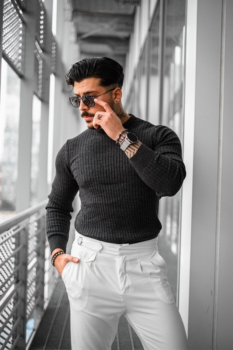 Slim Fit Triko Basıc Kazak