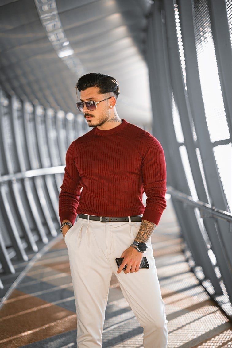 Slim Fit Triko Basıc Kazak